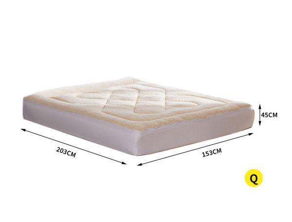 Mattress Topper 100% Wool Underlay Reversible Mat Pad Protector – QUEEN