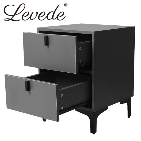 Garah Bedside Tables Side Table Bedroom Nightstand 2 Drawers Storage Cabinet – Grey