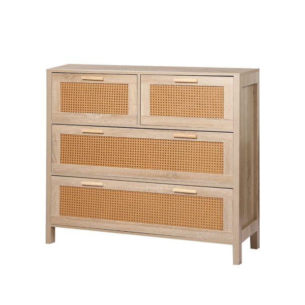 Storage Cabinet Rattan Dresser Chest of Drawers Tallboy Wooden 4 Drawers
