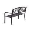 Garden Bench Seat Outdoor Furniture Patio Cast Iron Benches Seats Lounge Chair – Black