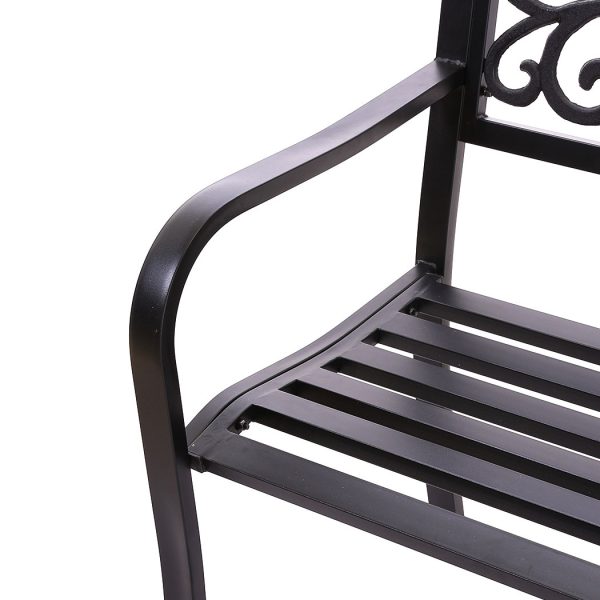 Garden Bench Seat Outdoor Furniture Patio Cast Iron Benches Seats Lounge Chair – Black