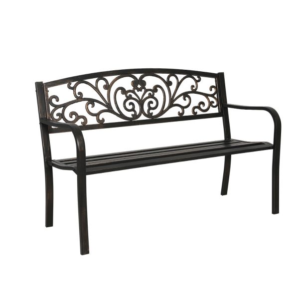 Garden Bench Seat Outdoor Furniture Patio Cast Iron Benches Seats Lounge Chair – Bronze