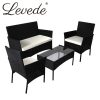 4 PCS Outdoor Furniture Setting Patio Garden Table Chairs Set Wicker Seat