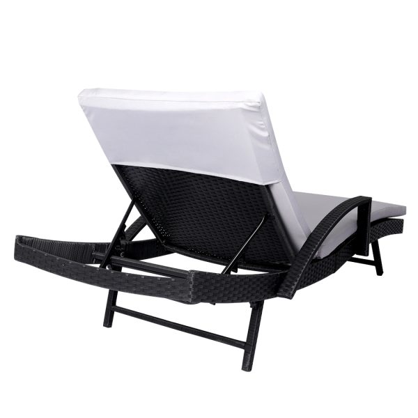 Outdoor Sun Lounger Furniture Wicker Lounge Garden Patio Bed Cushion Pool