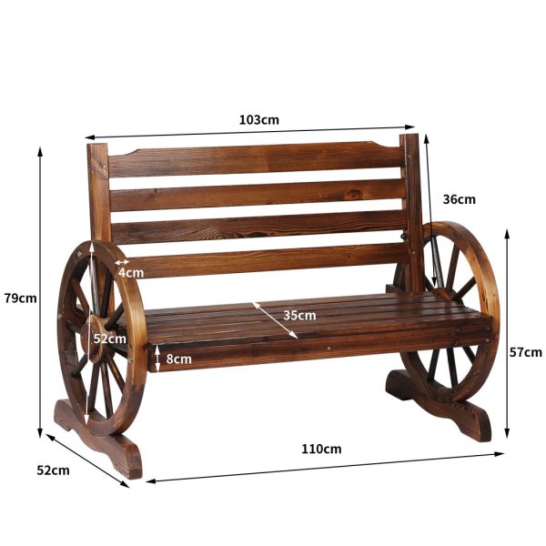 Garden Bench Wooden Wagon Seat Outdoor Chair Lounge Patio Furniture