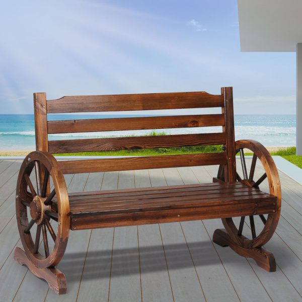 Garden Bench Wooden Wagon Seat Outdoor Chair Lounge Patio Furniture