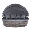Outdoor Lounge Setting Sofa Patio Furniture Wicker Garden Rattan Set Day Bed – Grey