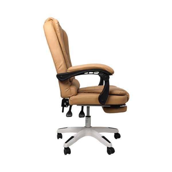 Gaming Chair Office Computer Seat Racing PU Leather Executive – Bronze, With Footrest