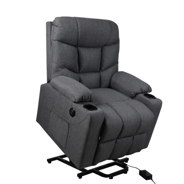 Recliner Chair Electric Lift Chair Armchair Lounge Fabric Sofa USB Charge – Grey