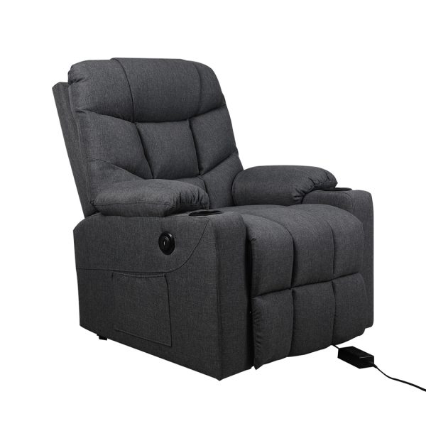 Recliner Chair Electric Lift Chair Armchair Lounge Fabric Sofa USB Charge – Grey