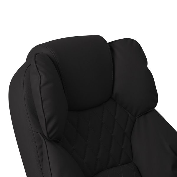 Gaming Chair Office Computer Seat Racing PU Leather Executive – Black, With Footrest