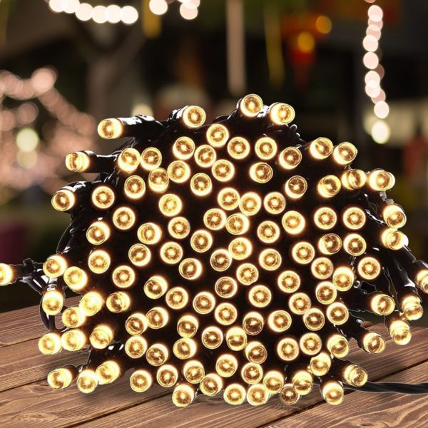 Solar Powered LED Fairy String Lights Outdoor Garden Party Wedding Controller – 15 M, Warm White