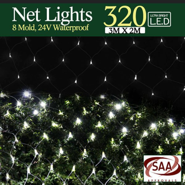 320LED Fairy Lights Net Mesh Curtain Wedding Party XMAS Tree Décor – Cool White