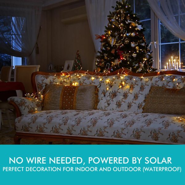 String Solar Powered Fairy Lights Garden Christmas Decor – Cool White, 300 LED