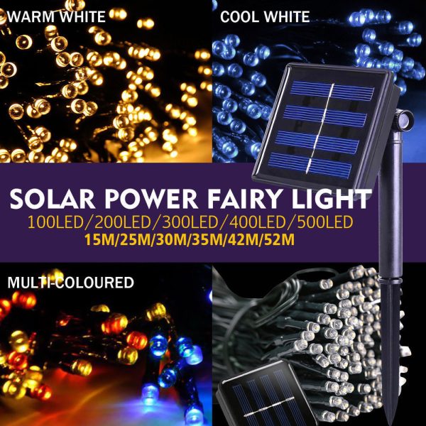 String Solar Powered Fairy Lights Garden Christmas Decor – Warm White, 400 LED