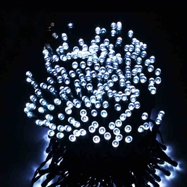 String Solar Powered Fairy Lights Garden Christmas Decor – Cool White, 500 LED