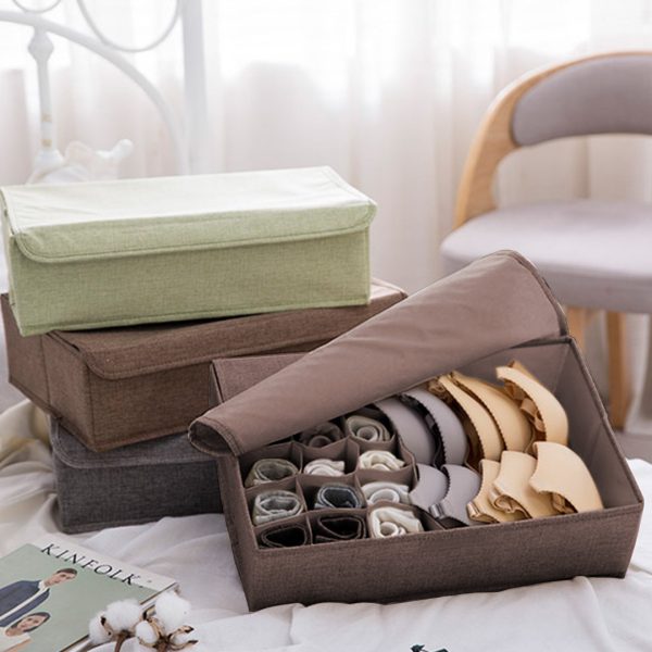 Flip Top Underwear Storage Box Foldable Wardrobe Partition Drawer Home Organiser