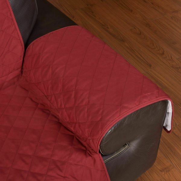 1 Seater Sofa Covers Quilted Couch Lounge Protectors Slipcovers – Burgundy