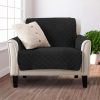 1 Seater Sofa Covers Quilted Couch Lounge Protectors Slipcovers – Black