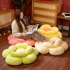 2X  Yellow Double Flower Shape Cushion Soft Bedside Floor Plush Pillow Home Decor