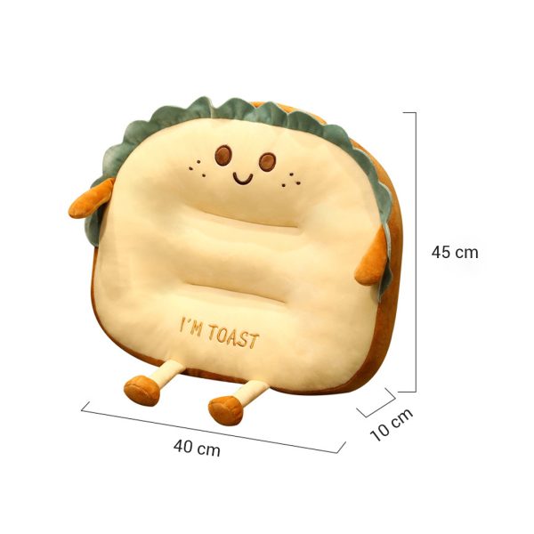 2X Cute Face Toast Bread Cushion Stuffed Car Seat Plush Cartoon Back Support Pillow Home Decor