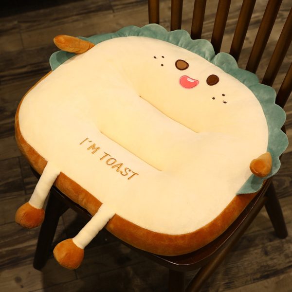 2X Cute Face Toast Bread Cushion Stuffed Car Seat Plush Cartoon Back Support Pillow Home Decor