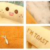 2X Cute Face Toast Bread Cushion Stuffed Car Seat Plush Cartoon Back Support Pillow Home Decor