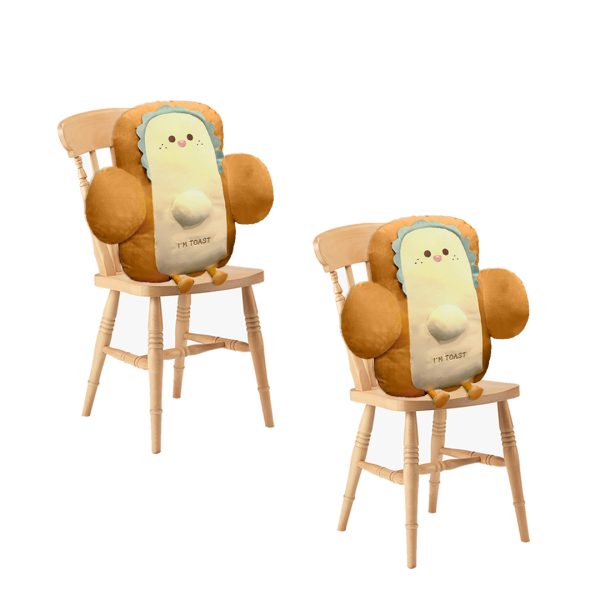 2X Smiley Face Toast Bread Cushion Stuffed Car Seat Plush Cartoon Back Support Pillow Home Decor