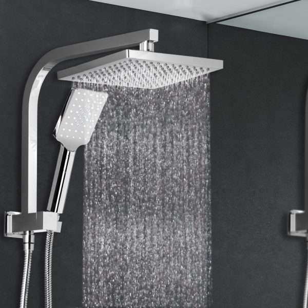 Bathroom Taps Faucet Rain Shower Head Set Hot And Cold Diverter DIY – Silver, Shower Head Set
