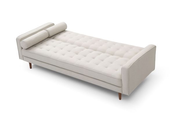 Tiburon Sofa Bed 3 Seater Button Tufted Lounge Set for Living Room Couch in Velvet – Beige