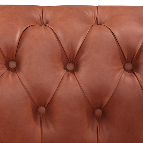 Prunedale Brown Sofa Lounge Chesterfireld Style Button Tufted in Faux Leather – 2 Seater