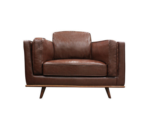 Hinesville Faux Sofa Brown Lounge Set for Living Room Couch with Wooden Frame – 1 Seater