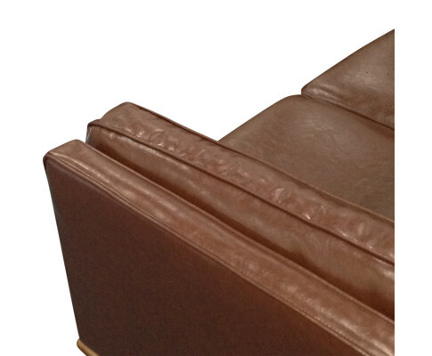 Hinesville Faux Sofa Brown Lounge Set for Living Room Couch with Wooden Frame – 3 Seater