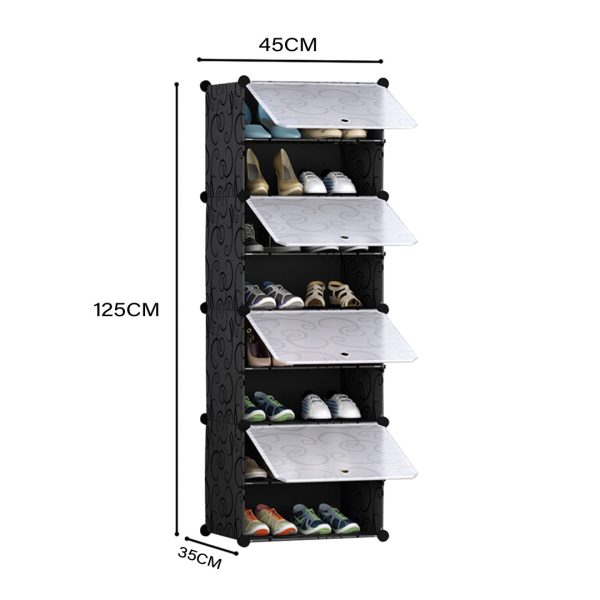 Shoe Rack Organizer Sneaker Footwear Storage Stackable Stand Cabinet Portable Wardrobe with Cover – 8 Tier