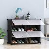 2 Column Shoe Rack Organizer Sneaker Footwear Storage Stackable Stand Cabinet Portable Wardrobe with Cover – 4 Tier