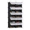 2 Column Shoe Rack Organizer Sneaker Footwear Storage Stackable Stand Cabinet Portable Wardrobe with Cover – 10 Tier