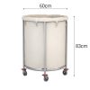 Stainless Steel Commercial Round Soiled Linen Laundry Trolley Cart with Wheels White
