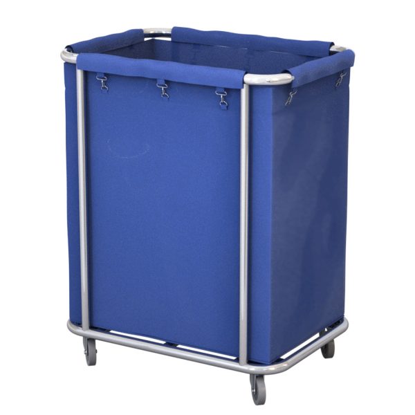 Stainless Steel Commercial Square Soiled Linen Laundry Trolley Cart with Wheels Blue