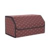 Leather Car Boot Collapsible Foldable Trunk Cargo Organizer Portable Storage Box Coffee/Gold Stitch Large