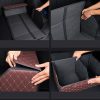 Leather Car Boot Collapsible Foldable Trunk Cargo Organizer Portable Storage Box Coffee/Gold Stitch Large