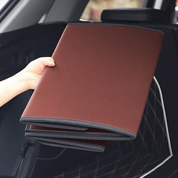 Leather Car Boot Collapsible Foldable Trunk Cargo Organizer Portable Storage Box Coffee Small