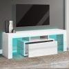 Campbell TV Cabinet Entertainment Unit Stand RGB LED Furniture Wooden Shelf – 130 x 35 x 45 cm