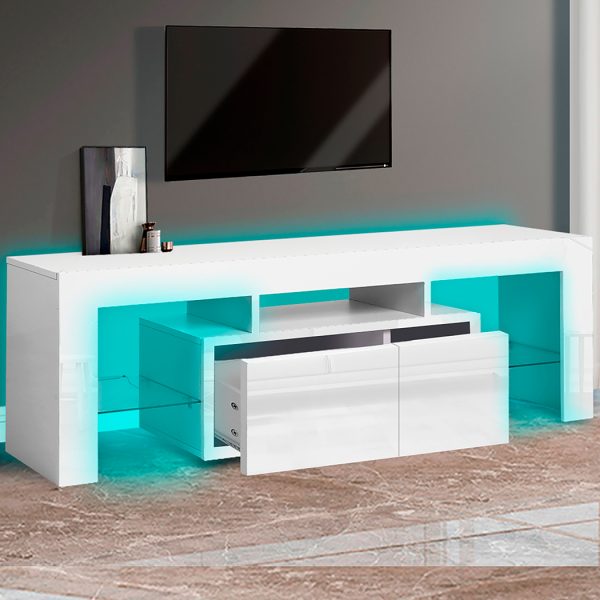 Campbell TV Cabinet Entertainment Unit Stand RGB LED Furniture Wooden Shelf – 190 x 35 x 45 cm