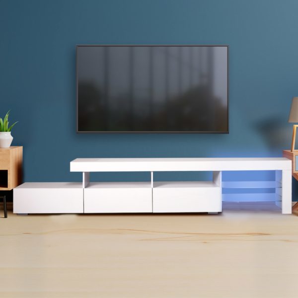 Shasta TV Cabinet Entertainment Unit Stand RGB LED Furniture Wooden Shelf 240cm