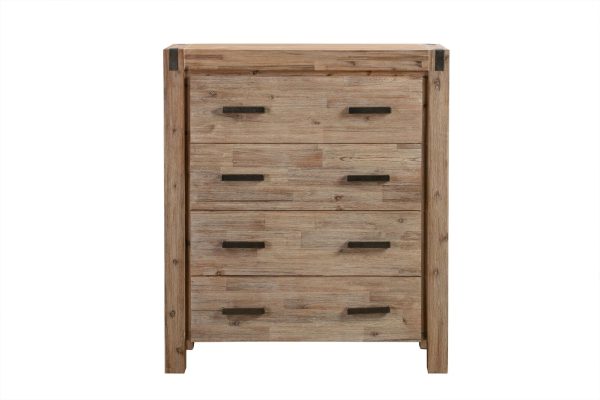 Tallboy with 4 Storage Drawers Assembled Solid Wooden – Oak