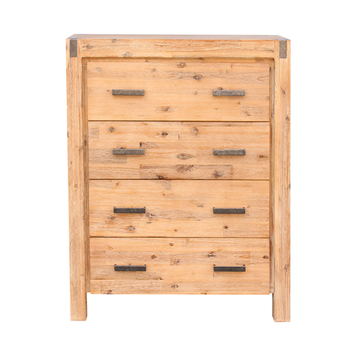 Tallboy with 4 Storage Drawers Solid Wooden Assembled – Oak
