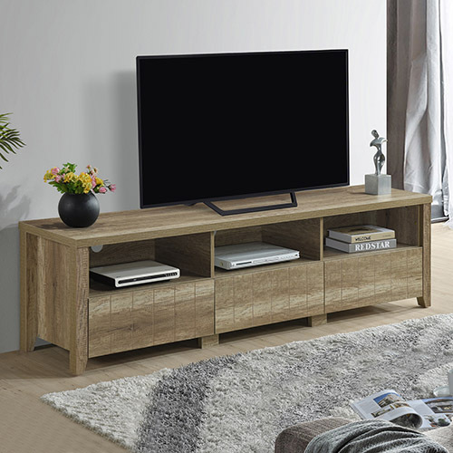 Crosby TV Cabinet 3 Storage Drawers with Shelf Natural Wood like MDF Entertainment Unit in Oak Colour
