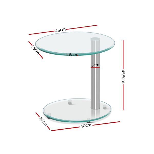 Coffee Table Round Tempered Glass Side End Beside Tables Cafe 45cm