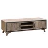 Bucksburn TV Cabinet with 2 Storage Drawers Cabinet Solid Acacia Wooden Entertainment Unit in Sliver Bruch Colour