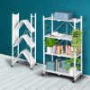 Foldable Storage Shelf Display Rack Bookshelf Bookcase Wheel Collapsible – White, 4 Tier